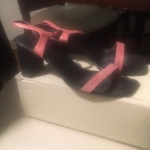 Pink sandals with pink pony hair